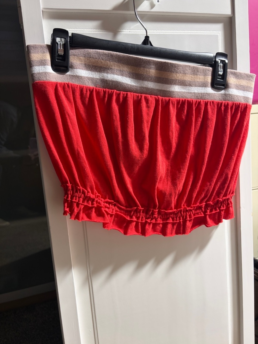 We the Free striped ruffle hem bandeau tube top.